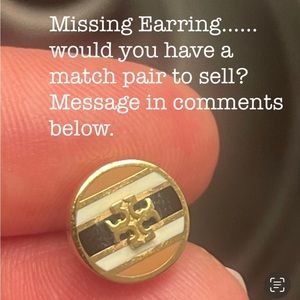 Tory Burch Kira stripe earring, black tan, and white